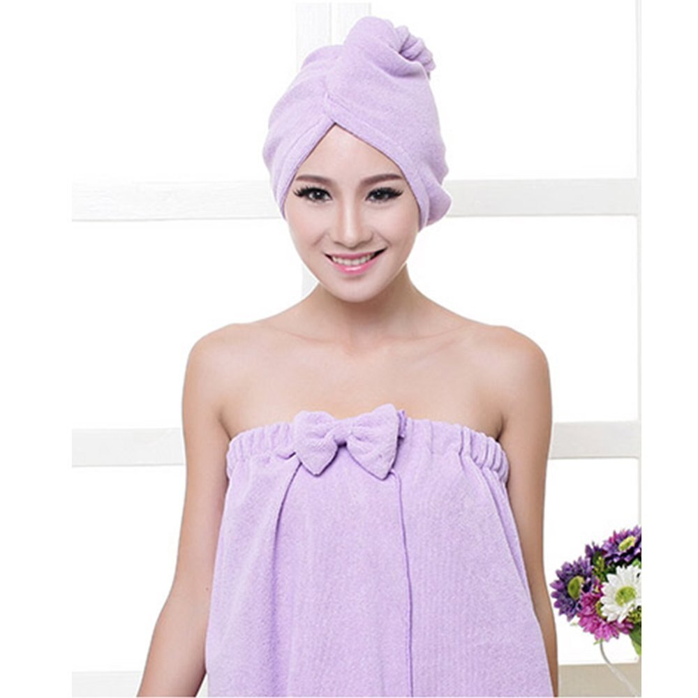 Rapid Drying Hair Towel Thick Absorbent Shower Cap Hair Drying Wrap Womens Girls Lady's Towel Quick Dry Hair Hat Cap Turban Head: PURPLE