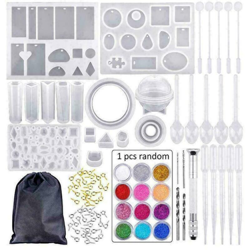 83-229pcs Handmade Crystal Glue Mold Set DIY Silicone Mould Jewelry Pendant