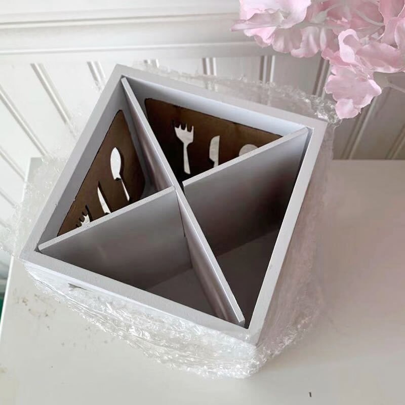 Caja de almacenamiento multifuncional de madera, vajilla, cesta de almacenamiento de cocina, organizador de cubiertos, soporte para tenedor, estante de palillos, hueco