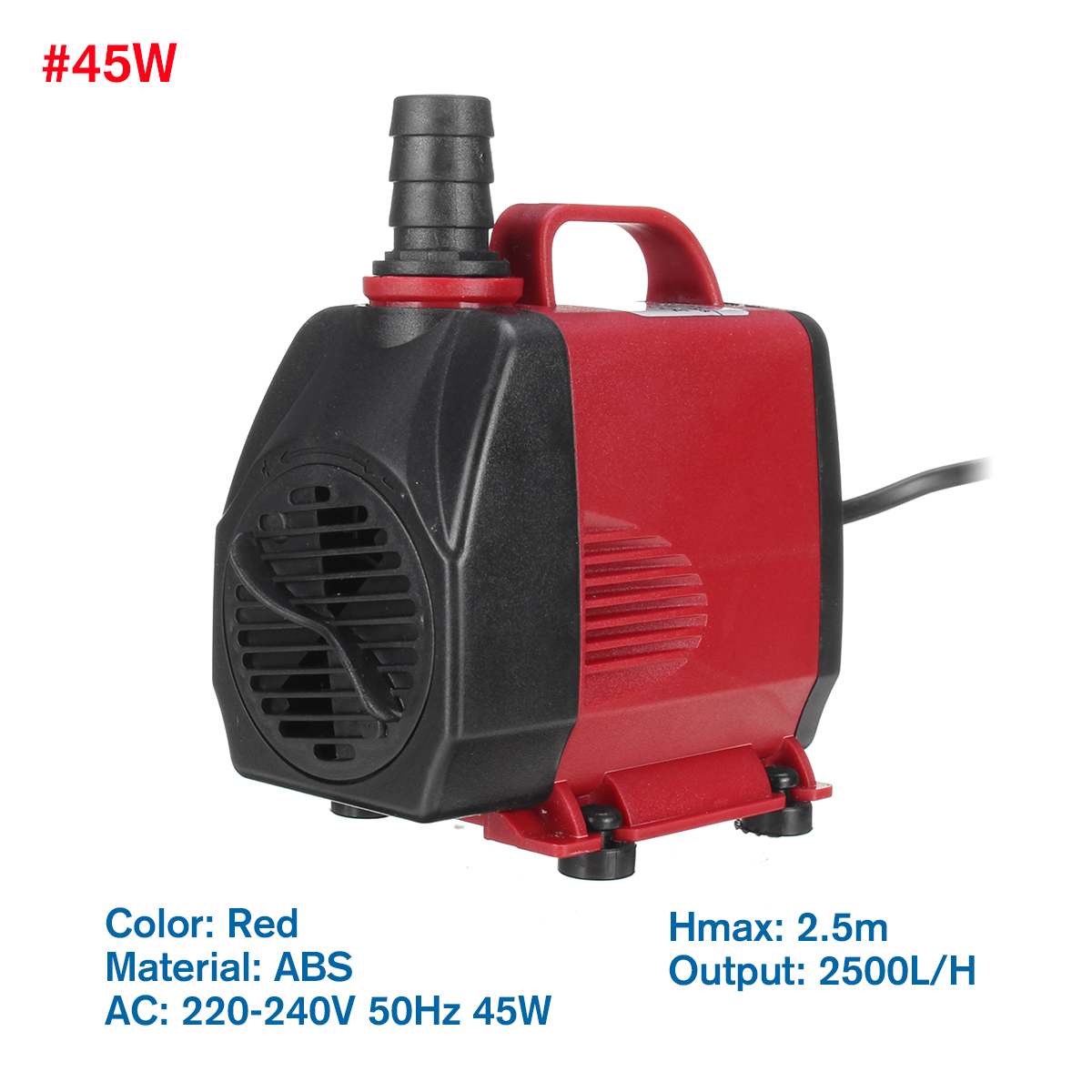 Adjustable Flow Water Pump Fish Tank Submersible Fountain Aquarium Pond Ultra-Quiet Silent Pump 3/8/15/25/45/65W 50Hz: 45W