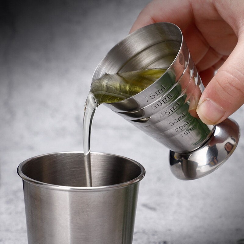 Vaso de medición de 75ml, onza, Jigger, Bar, cóctel, bebida, mezclador, licor, taza de medición, taza de café de acero inoxidable, Mojito