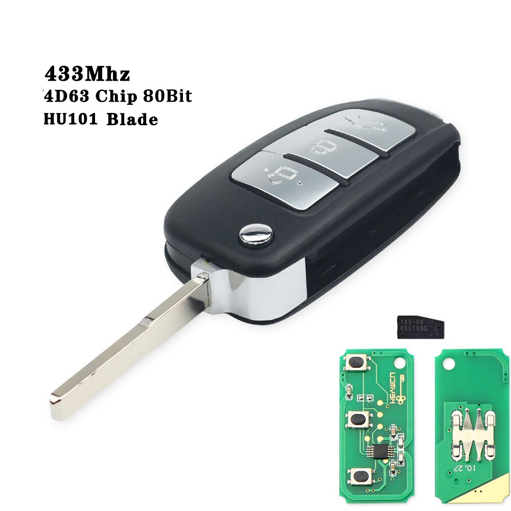 KEYYOU-llave de coche con Chip HU101/FO21, 4D63/4D60, 433MHz, para Ford Fusion, Focus, Mondeo, , Galaxy: Modified 63 Chip 80B