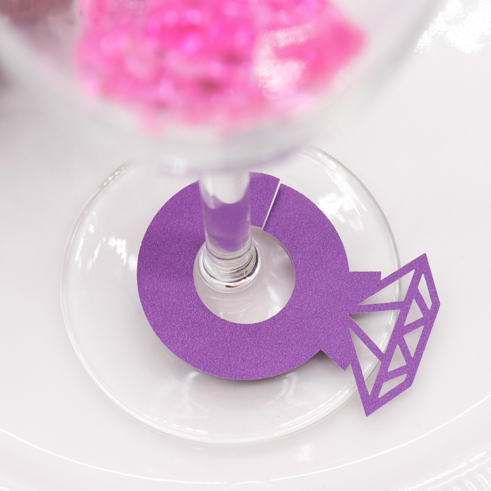 50pcs Diamond Ring Wedding Wine Cup Paper Card Table Decor Engagement Shower Bachelorette Party DecorationTool