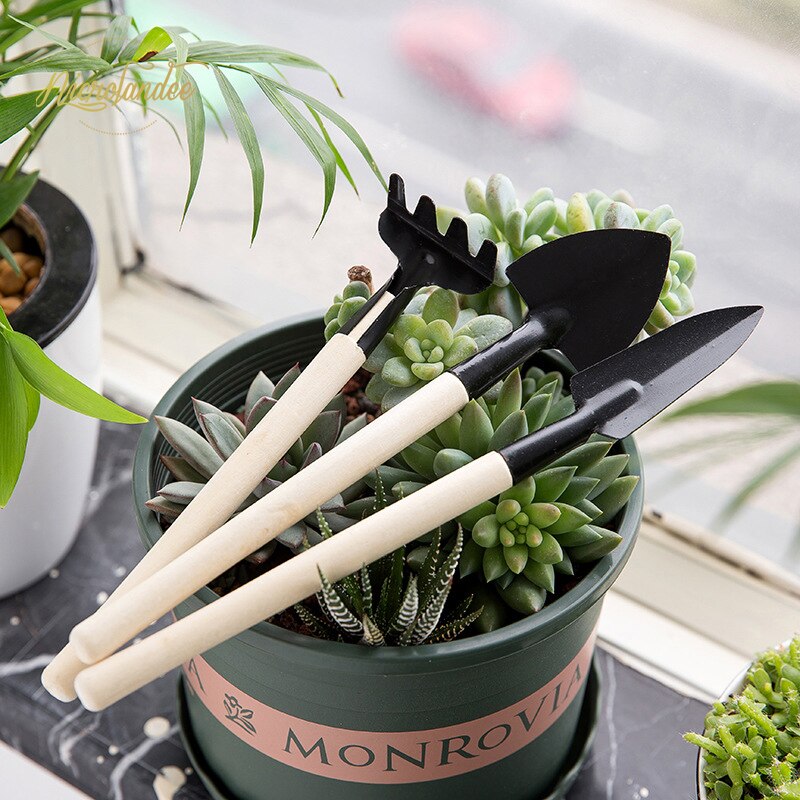 NICROLANDEE Mini Plant Potted Flower Wooden Tools Kit for Transplanting Seedlings Cultivating Vegetable Seedlings Plant Potting