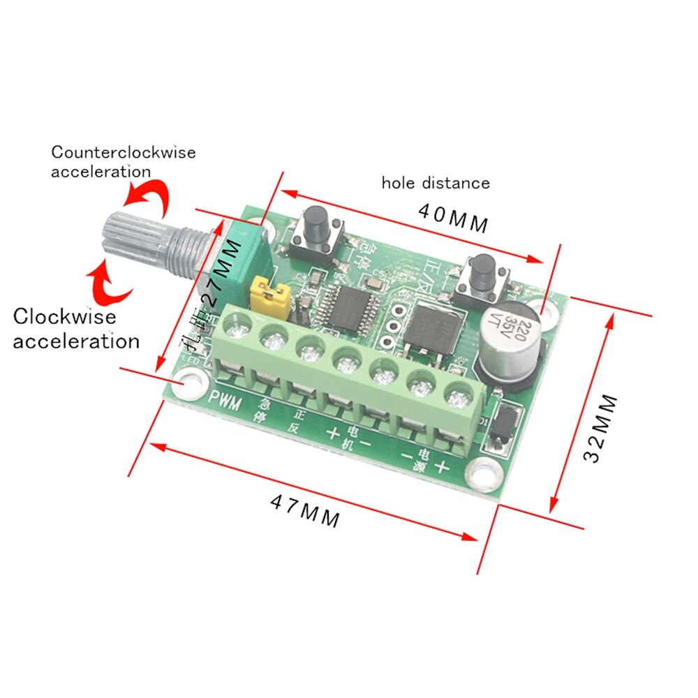 PWM speed controller FOR BLDC Brushless DC Gear Motor 6-30V CW CCW switchover 3650 3525 2418 2430 model motor