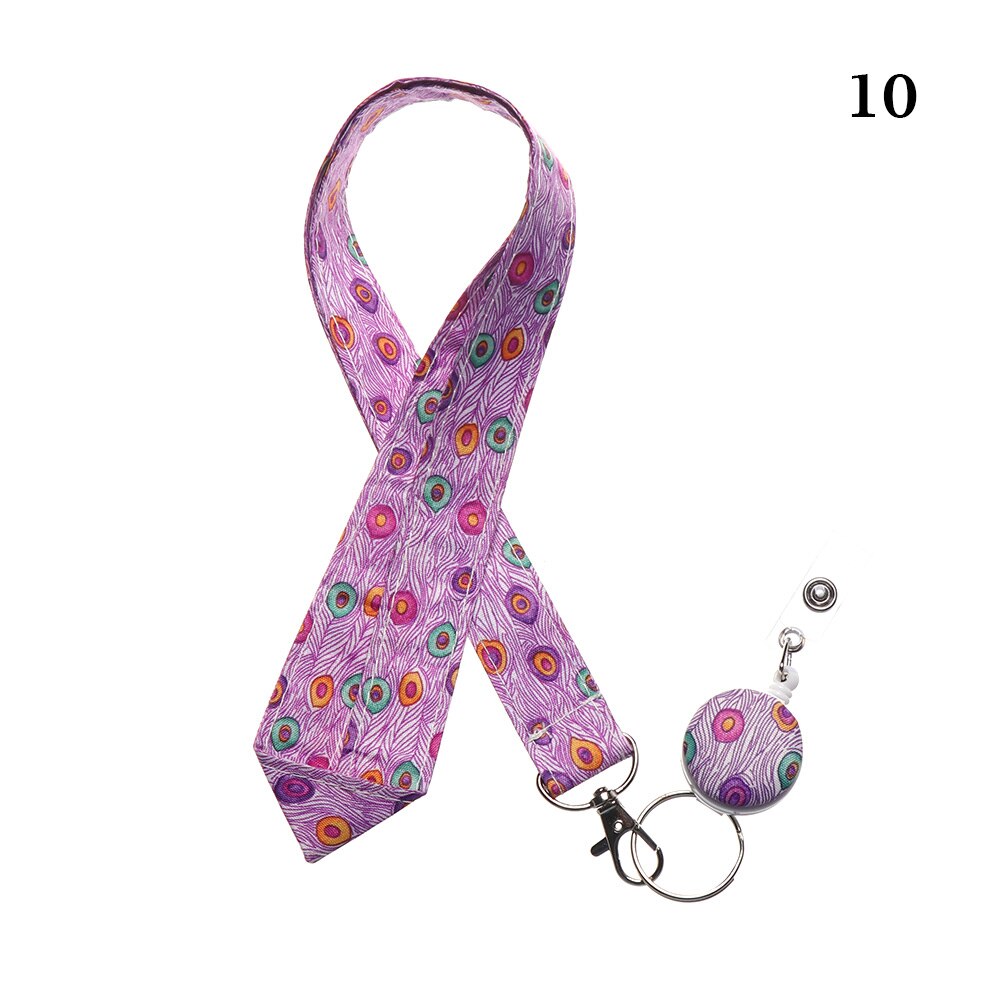 1PC Printed Fabric Lanyard Badge Reel ID Card Holder Clip Mobile Phone Neck Hanging Rope Floral Print Straps Office Supplies: 10