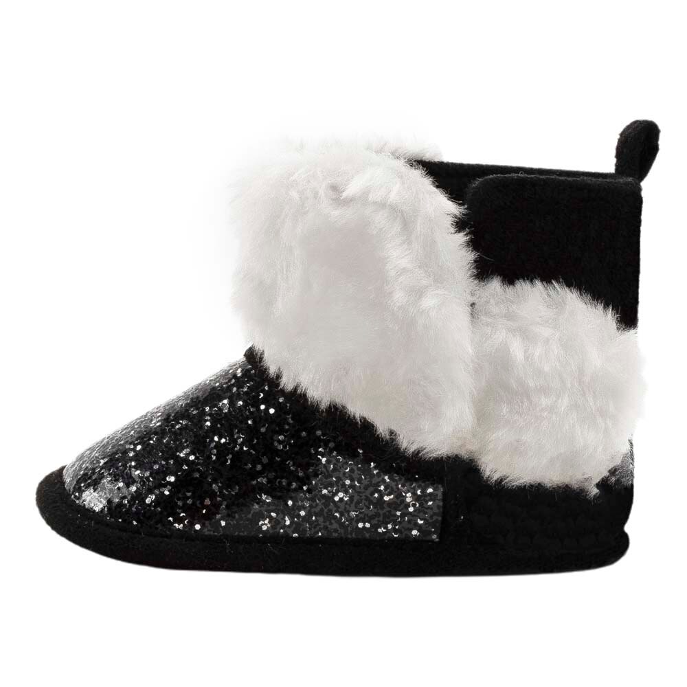 Bebé niños niñas nieve botas de suela suave brillo lentejuelas piel tobillo Anti-Slip un par de niño pequeño invierno cálido primeros zapatos de andar: A / 7-12 meses