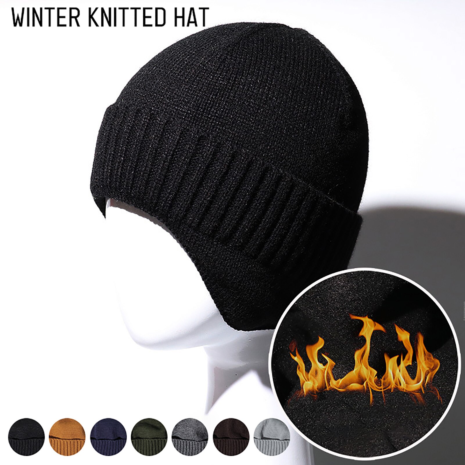 Men Acrylic Knitted Winter Hat Beanie Hats for Women Thick Warm Beanies Male Skullcap Knit Bonnet Gorro Unisex
