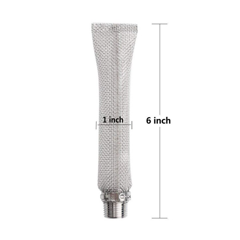 Home Reusable Wine Brewing Tools Stainless Steel Beer Filter Strainer Kettle Mesh Multifunction Bazooka Screen: 6 inch