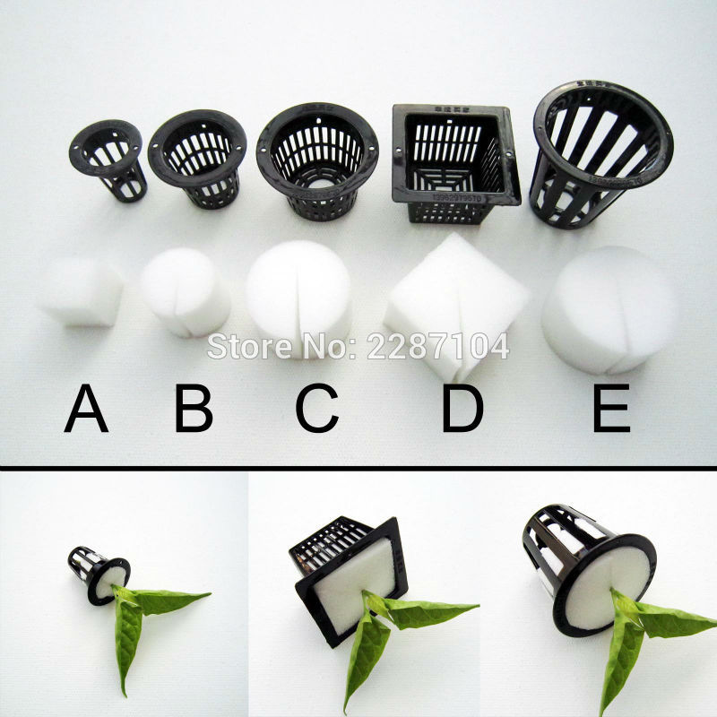 Maceta de malla negra, cesta de vaso con malla + Collar de clonación, inserto de espuma, verduras hidropónicas, semillas para cultivar plantas, germinación, 5 tamaños, 10 Uds.