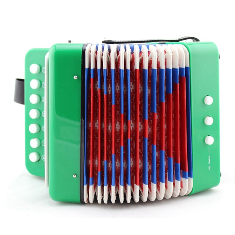 Mini acordeón para niños, 7 teclas, 3 bajos, educativo, para principiantes, práctica, instrumento de música, banda de juguete, 1 ud.