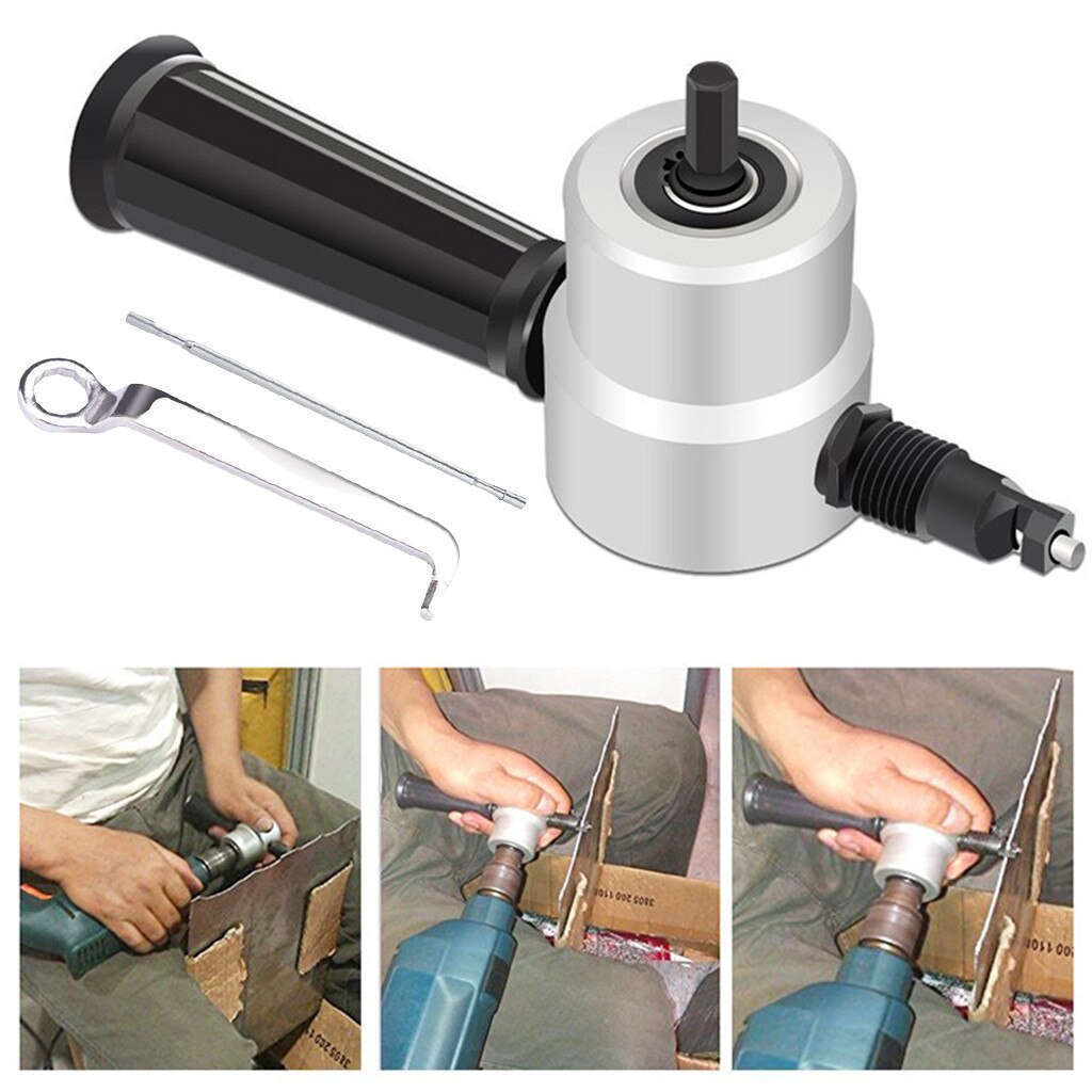Nibble Metal Cutting Double Head Sheet Nibbler Saw Cutter Tool Drill Attachment Free Cutting Tool Nibbler Sheet Metal Cut #25