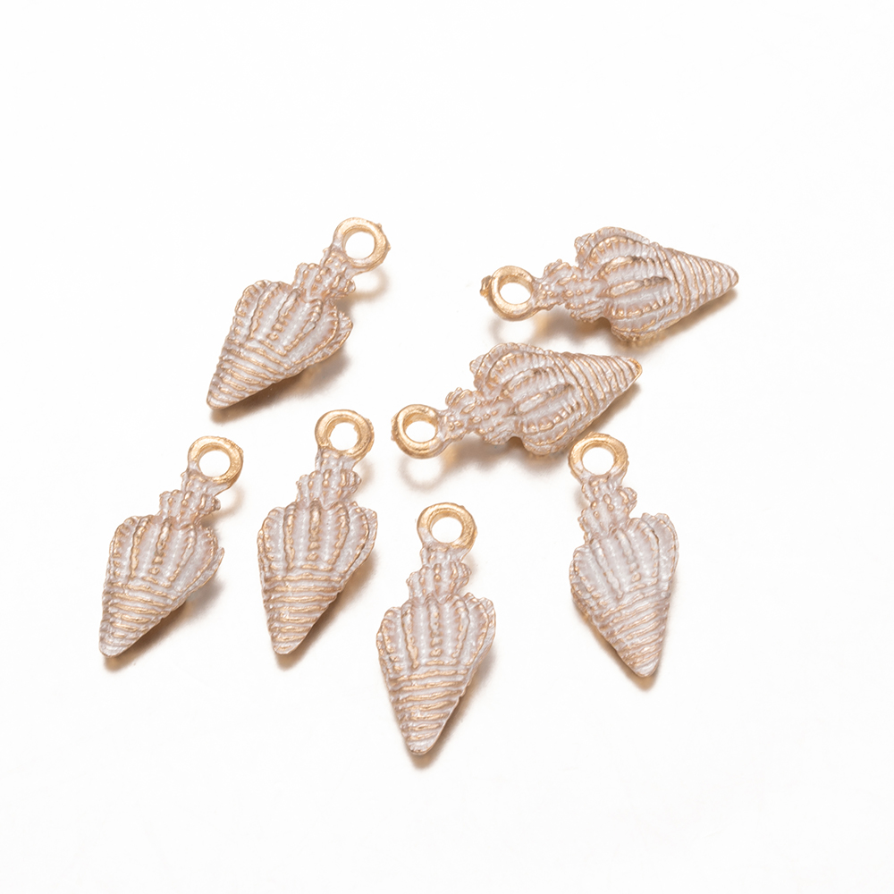 10Pcs/Lot Ocean Starfish Conch Seashell Enamel Charms Pendants For DIY Jewelry Making Birthday Wedding Party Favor: WHITE