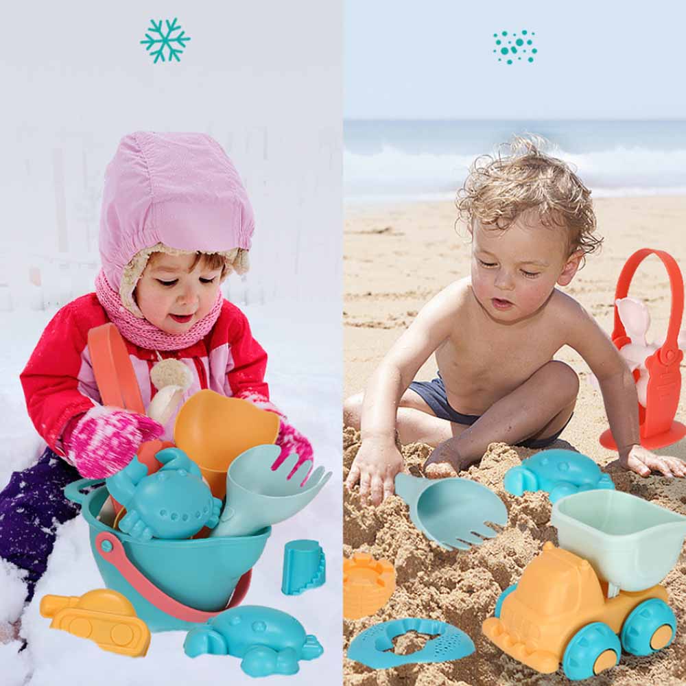 Spiaggia del bambino di Gioco Del Giocattolo Del Silicone Giocattoli Da Spiaggia Per I Bambini Sandbox Set Kit di Sabbia di Mare Secchio Rastrello Clessidra di Sabbia Stampi Strumento acqua Gioco