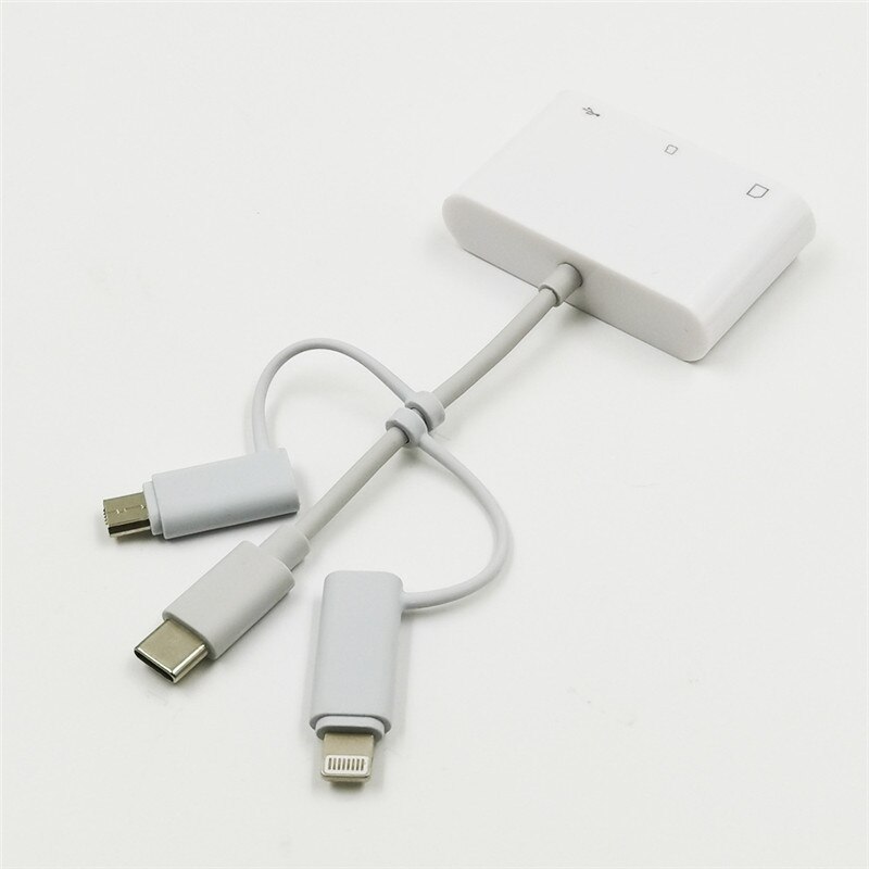 ! 3 in 1 c lightning micro usb kaartlezer voor sd tf kaart otg kaartlezer met usb interface voor iphone android