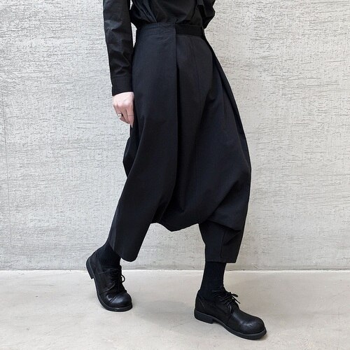 Hombres Japón ropa estilo informal suelta Casual Harem Pantalones Hombre Vintage Punk gótico pantalones de tiro caído ropa de escenario: Default Title