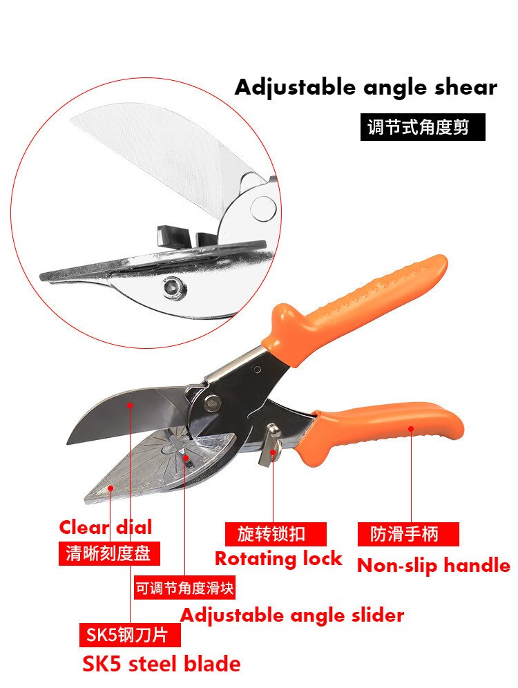 Multifunction Angle Mitre Trunking Scissors PVC PE Plastic Pipe Cutter Angle Shears Automatic Wire Cutting Duct Mitre Trim