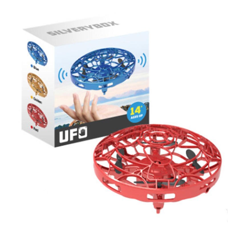 Mini Drone Quad Inductie Levitatie UFO LED Light USB Opladen Kinderen Speelgoed voor Jongens Meisjes Volwassen: red