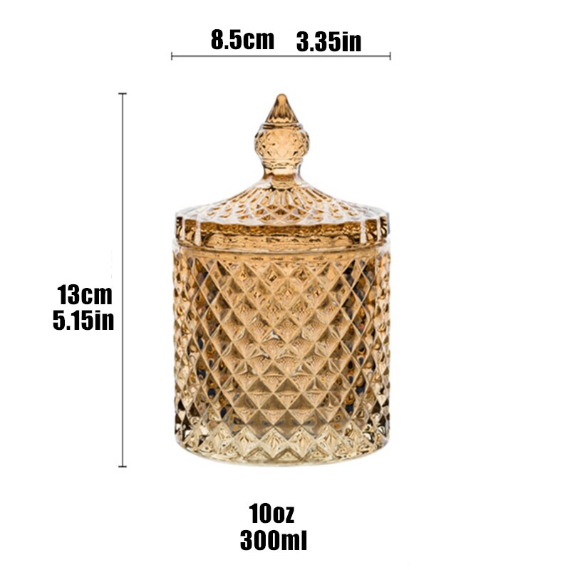 Color Crystal Glass Storage Jar Lids 600ML Candy Jar Glass Transparent Container Cookie Cotton Swab Box Cotton Household Storage: 4