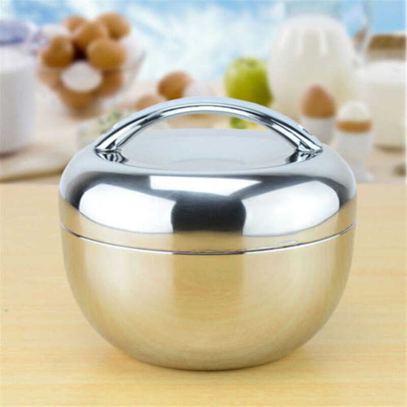 Stainless Thermo Insulated Thermal Food Container Bento Round Lunch Box for using in office, school or outdoor activities bento