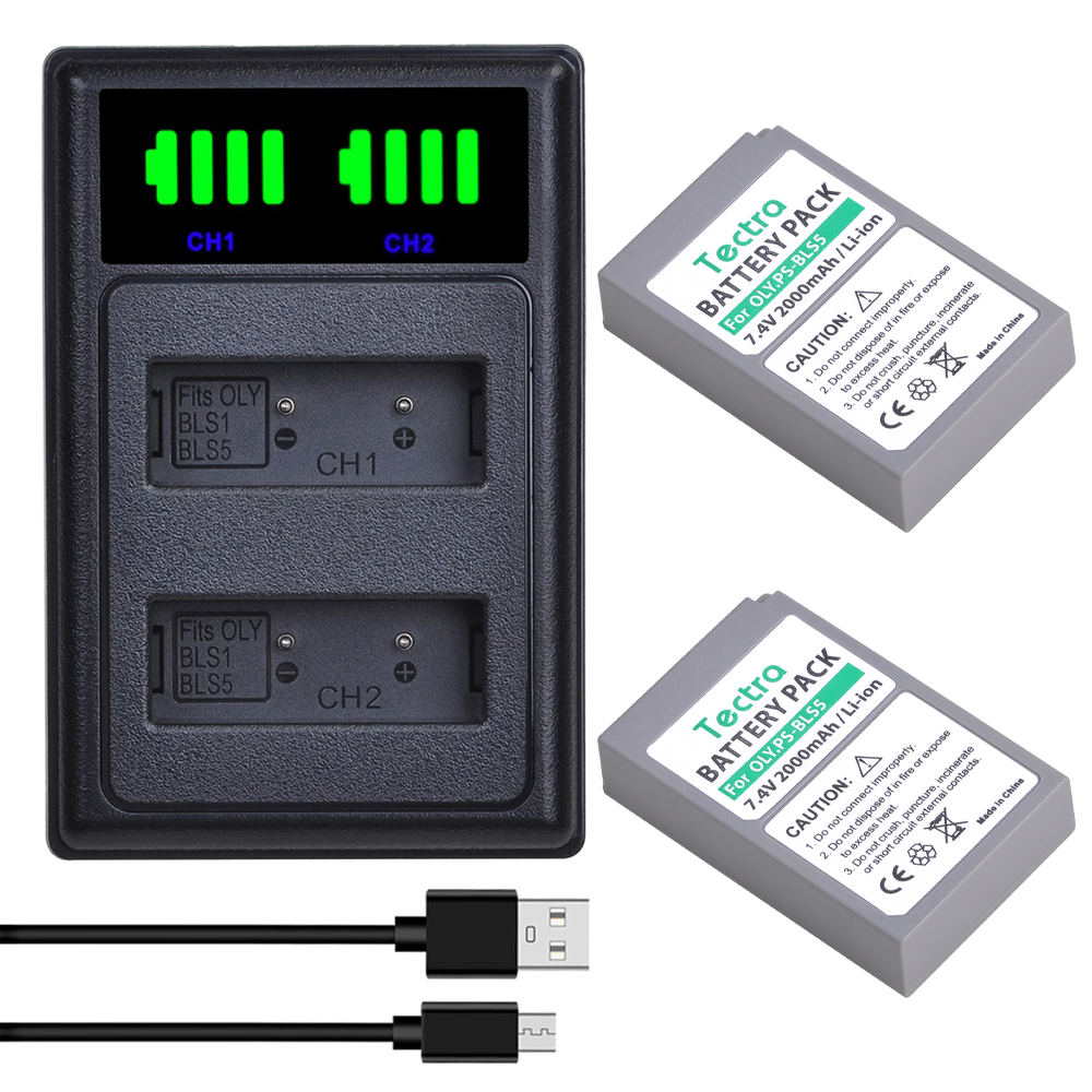 Batterie BLS-50 PS-BLS5 et double chargeur pour Olympus OM-5,OM-D E-M5 III,E-M10,E-M10 III,E-M10 IV,E-PL8,E-PL9,E-PL10, stylet 1 caméra: Bleu