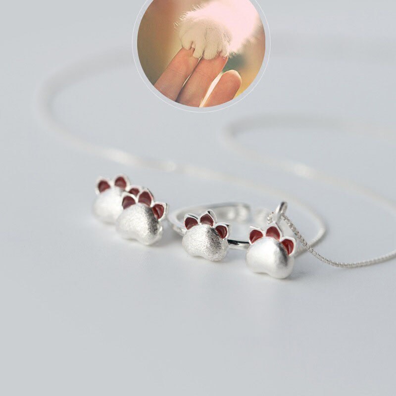 Meetsoft romantische 925 niedliche katzenpfoten-anhänger aus sterlingsilber, speziell für diy-schmuckherstellung (ohne kette)
