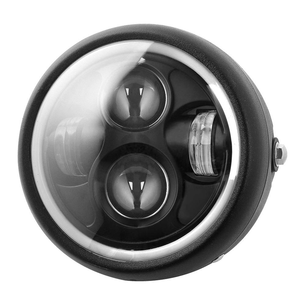 6.5 " ronde motorfiets led koplamp met witte halo angel eye voor sportster cafe racer bobber: Koplamp