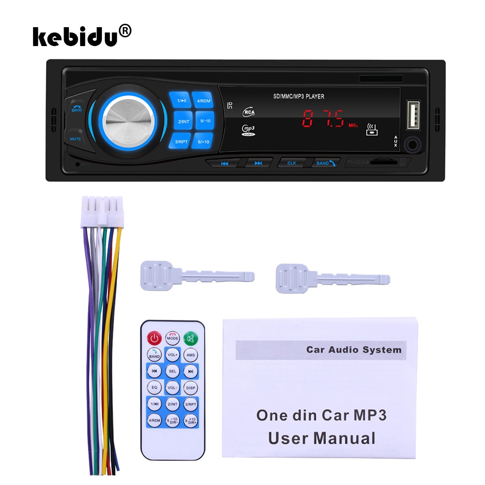 kebidu Handsfree MP3 Player In-dash 12V Car Radio 1 Din Bluetooth Car Stereo Support FM Mp3 USB WMA AUX IN Car Player