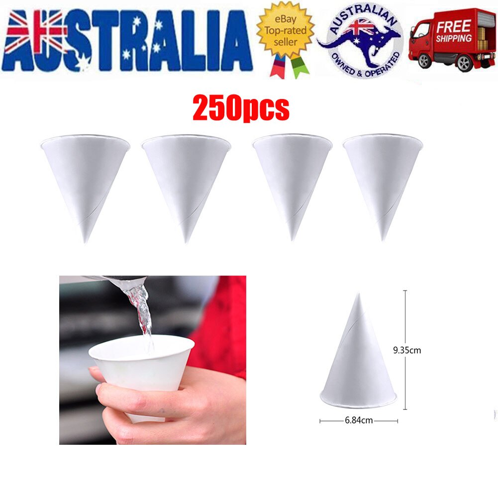 250PCS 3.7oz Disposable Cone Water Cups Paper Funnel Cups Snow Cone Cups - White