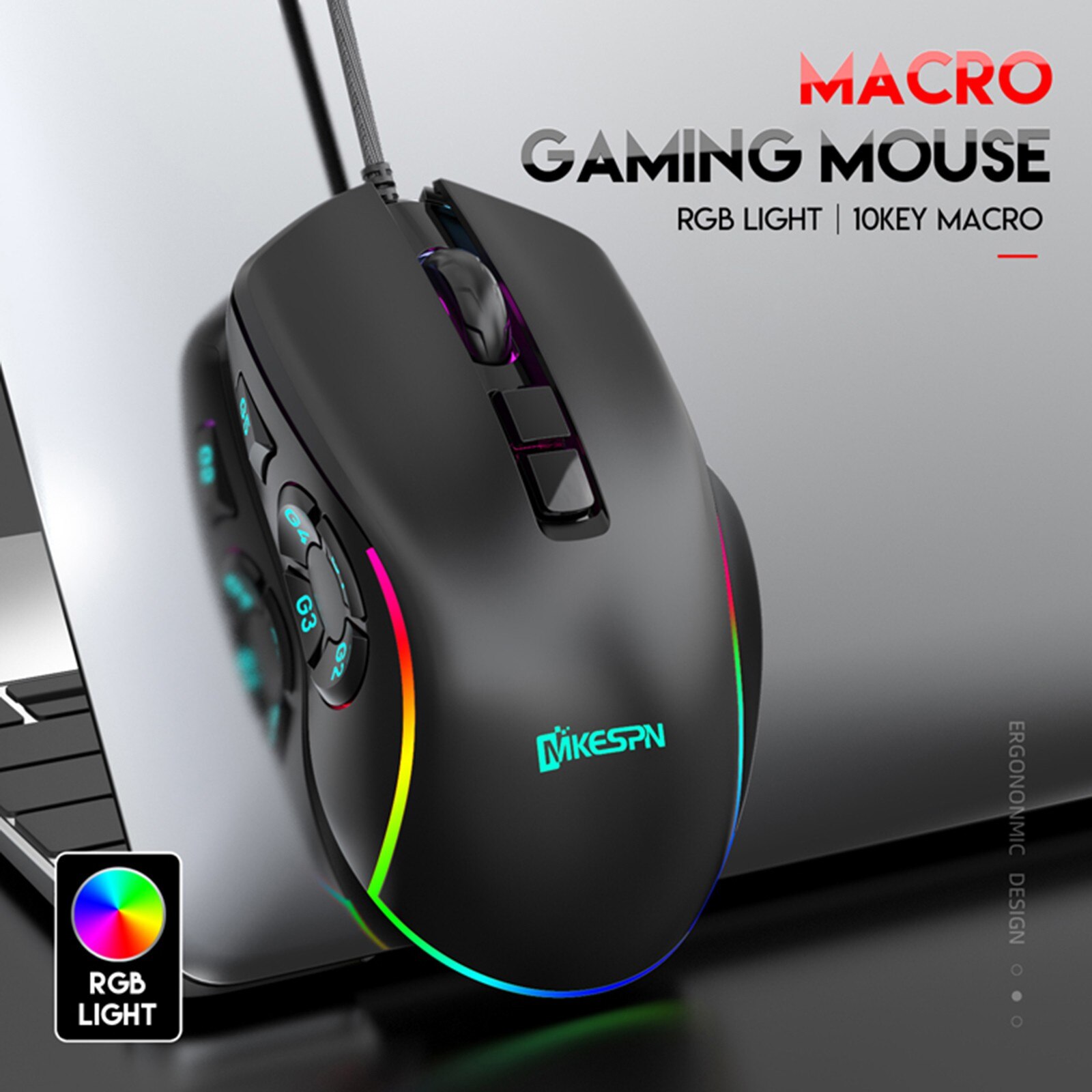 Gaming Muis Computer Muis Gamer 7200Dpi 10 Knoppen 7 Kleuren Ergonomische Pro Pc Muizen Rgb Bedrade Muis Voor Laptop pc Games