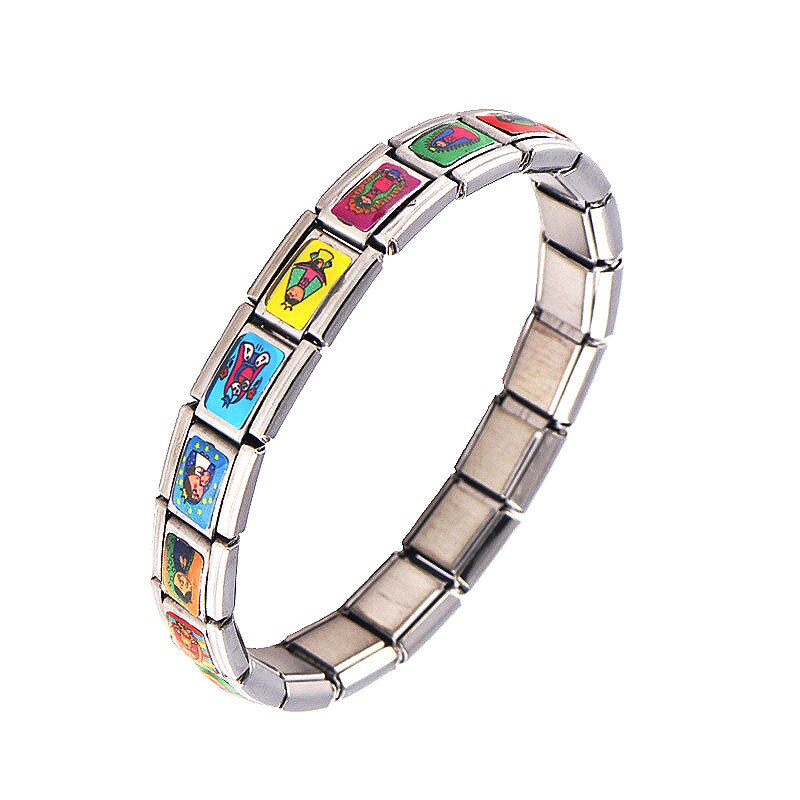 Sieraden Virgin Mary Illustratie Elastische Energie Magnetische Germanium Italië Bedelarmband Rvs ST17
