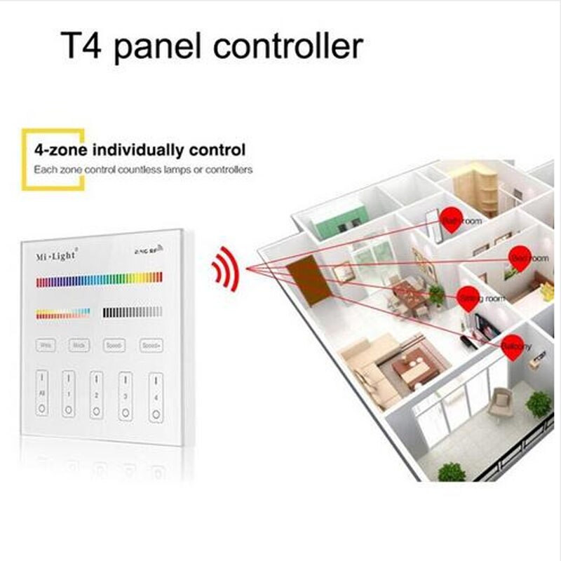 AC 85-240V Mi Light RGB CCT dimmable 2.4G LED Downlight Round Panel Ceiling Lamp Aluminum 6W 12W 15W RGBW led recessed downlight: t4 panel controller