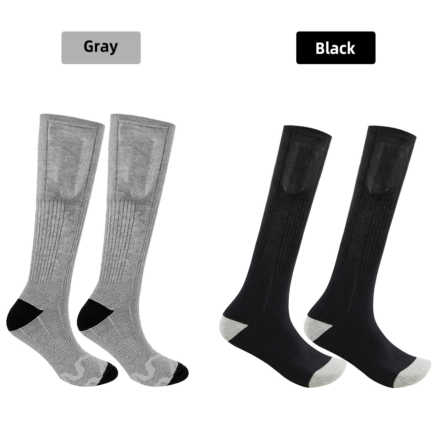 4000mAh Electric Heated Socks Boot Feet Warmer DC Rechargable Battery Warm Sock 3 Heat Level For Winter Skiing: Without Battery / Black