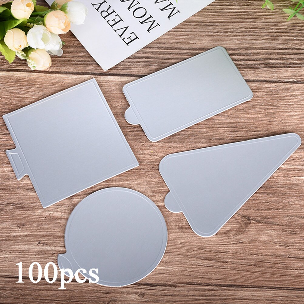 100pcs Cake Board Round Base Mousse Mat Disposable Cupcake Tray Silver Paper Cake Tray Holder For Restaurant Dessert Shop Baking