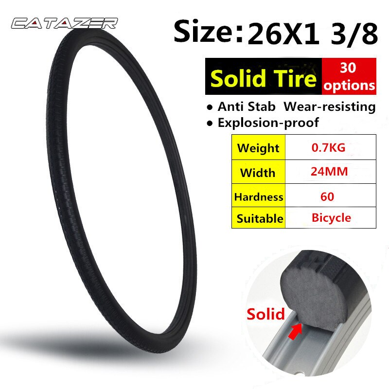 26*1 3/8 Black MTB Solid Fixed Gear Road Bike Tire Bicycle Tire Cycling Tubeless Tyre 26X1.375 Tire Bicycle Tires Bike Tire 26