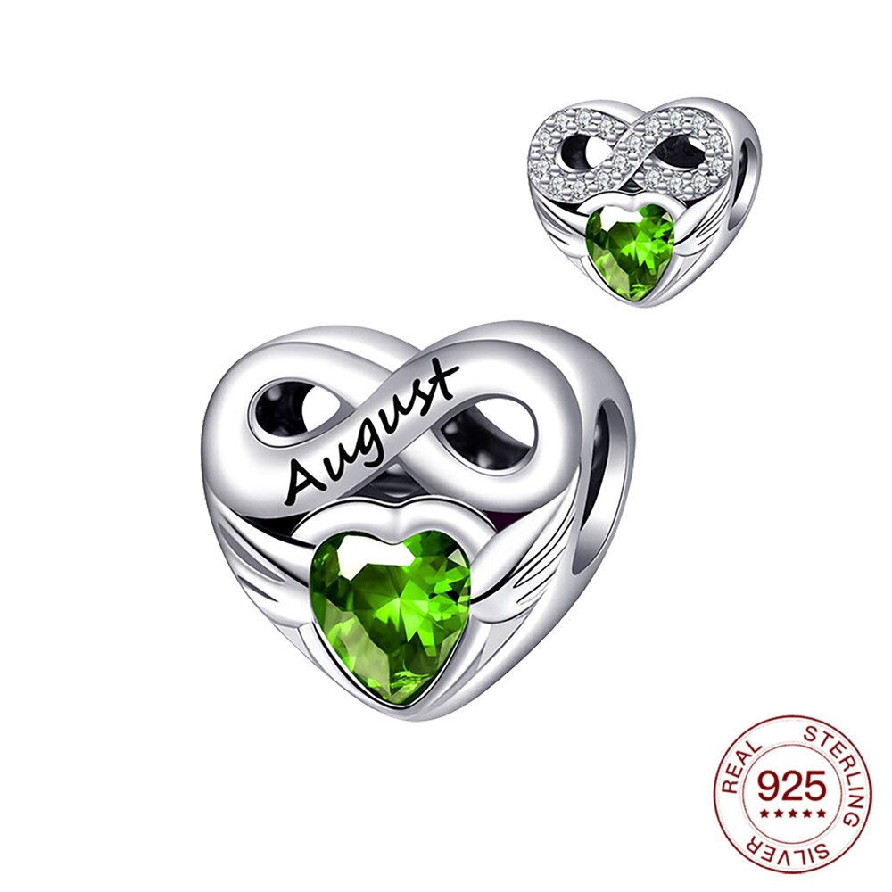 925 Zilveren Charm Vier Seizoenen Lucky Stone Charm Hart Glanzend Zirkoon Hanger Fit Originele 3Mm Armband Voor Vrouwen Sieraden: BMT180-8