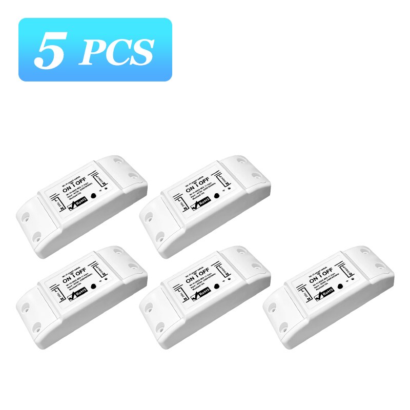 Wifi DIY Smart Switch Remote Controller Timer 90-250V Smart Home Tuya Smartlife APP Control Work with Alexa Google Home Outlets: 5 PCS