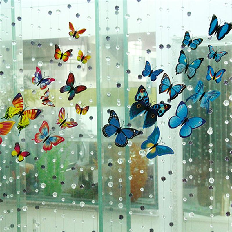 12Pcs Dubbele Laag Muurstickers 3D Kleurrijke Vlinders Muurstickers Decor