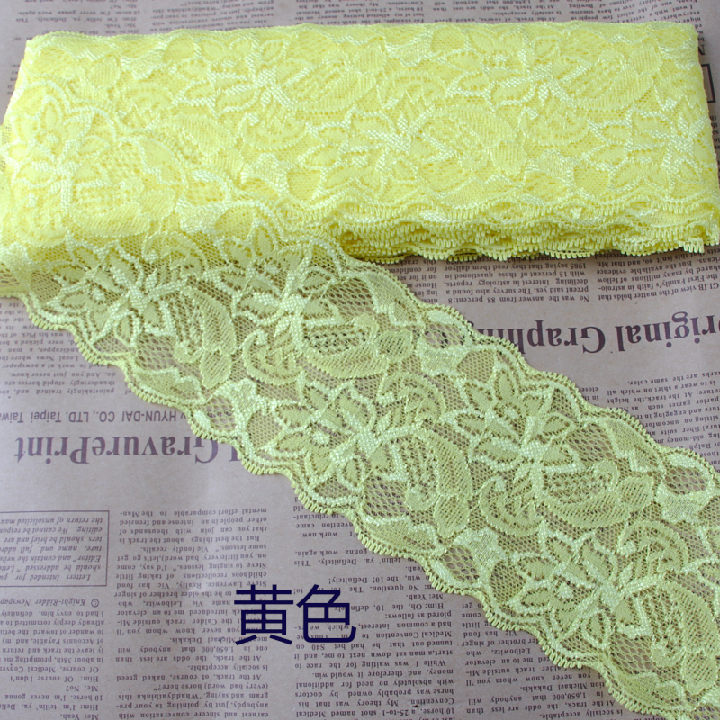 8 cm spandex elastische rekbare kanten rand doe-het-zelf ambachten stof voor jurk ondergoed lingerie shorts kleding decoratie kant lint: lichtgeel