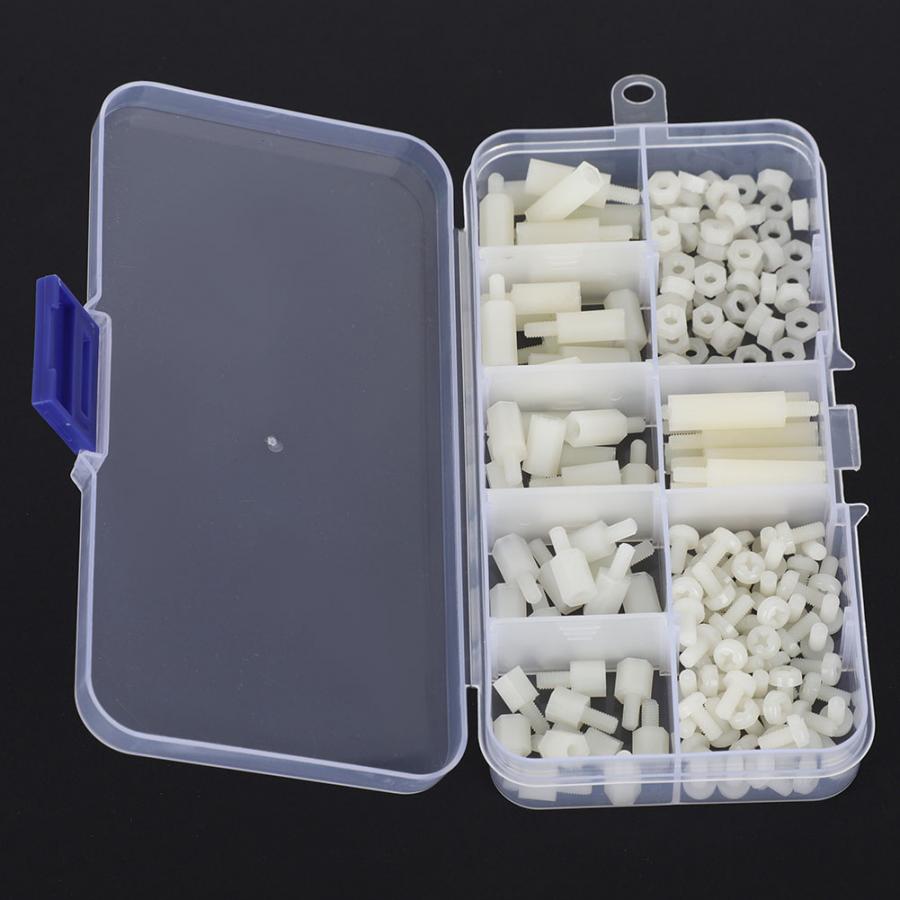 180Pcs/box M3 Nylon Screws Nuts Assortment Kit Male-Female Standoff Combination Woodworking screw nut set