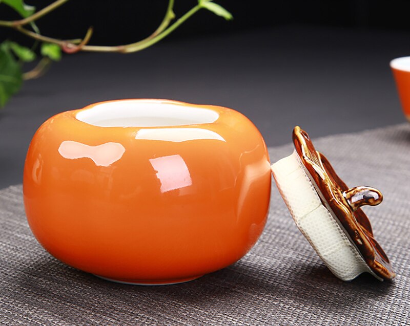 Creativo Cachi Modello Kung Fu da Tè in Ceramica impostato Comprende 6 tazze 1 teiera, smalto rosso di Porcellana Squisita Tazza di Tè drinkware