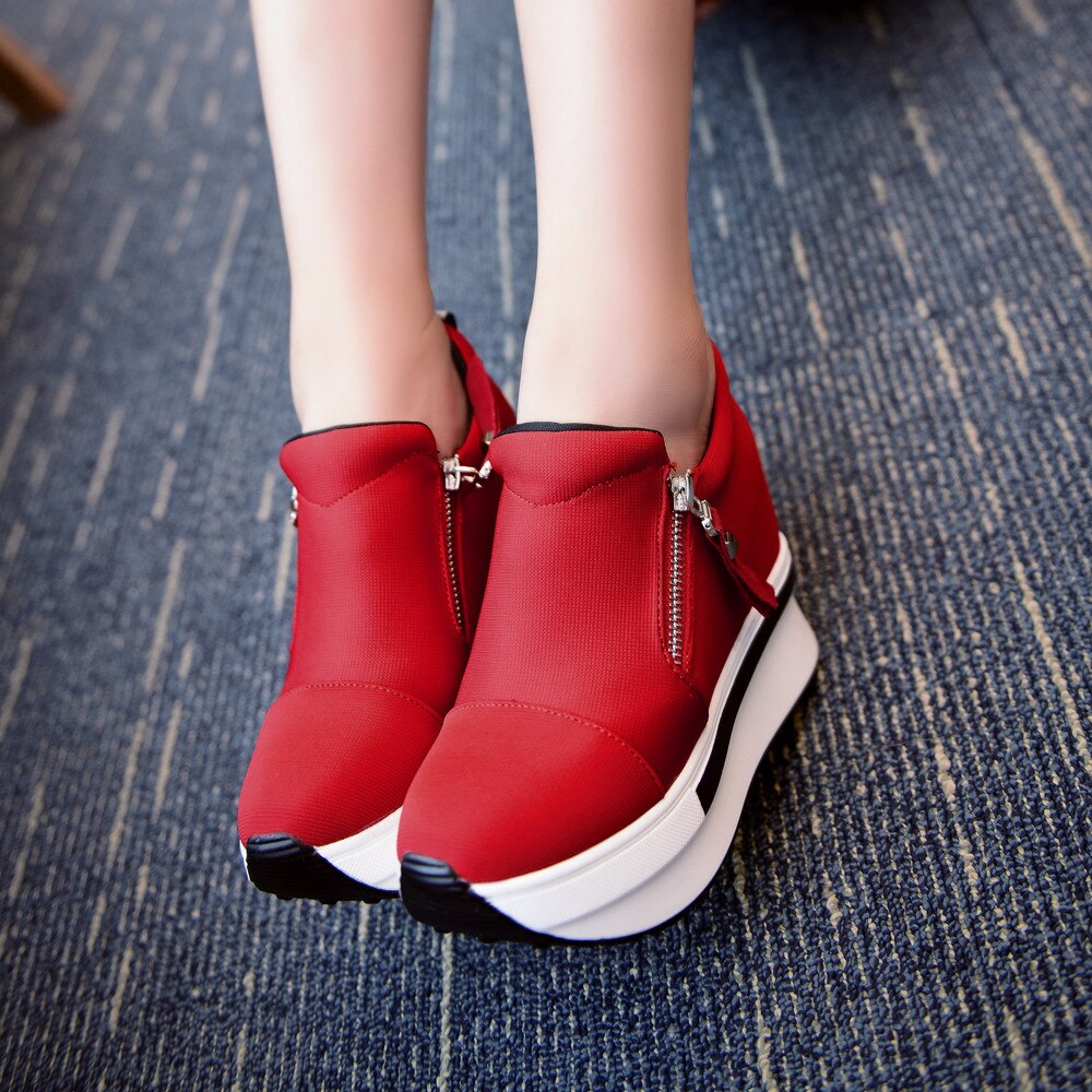 Baskets en toile pour femmes, chaussures vulcanisées à fermeture éclair, semelles épaisses, de marche, Cool, à la ,