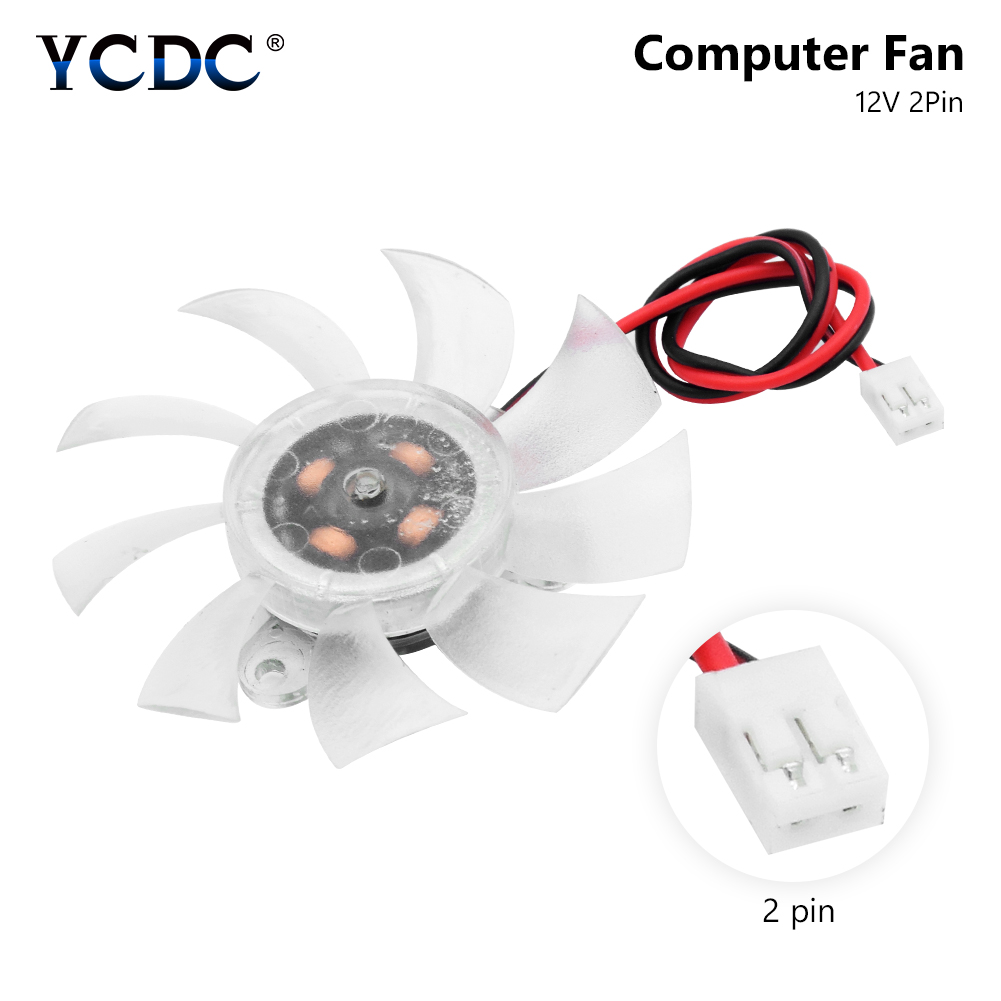 Transparent 12V 2 Pin 9 Blades PC VGA Video Graphics Card Heatsink Cooler Cooling Fan 55 X 10 Mm Computer Replacement Fans