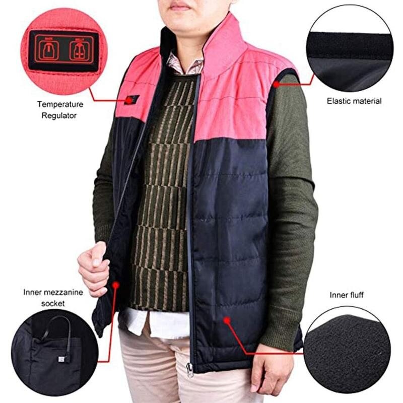 4 Areas Heated Vest Jacket USB Men Winter Smart Heating Sport Cotton Warm Women Sleevless Unisex Outdoor Vest Vest Jacket U2C8