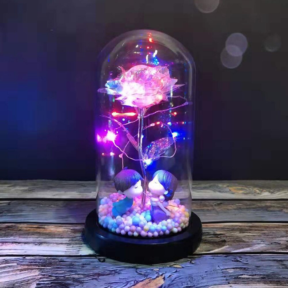 La belle et la bête Rose éternelle en flacon dôme en verre pour saint valentin décoration fête de mariage fête des mères: 05-Lovers