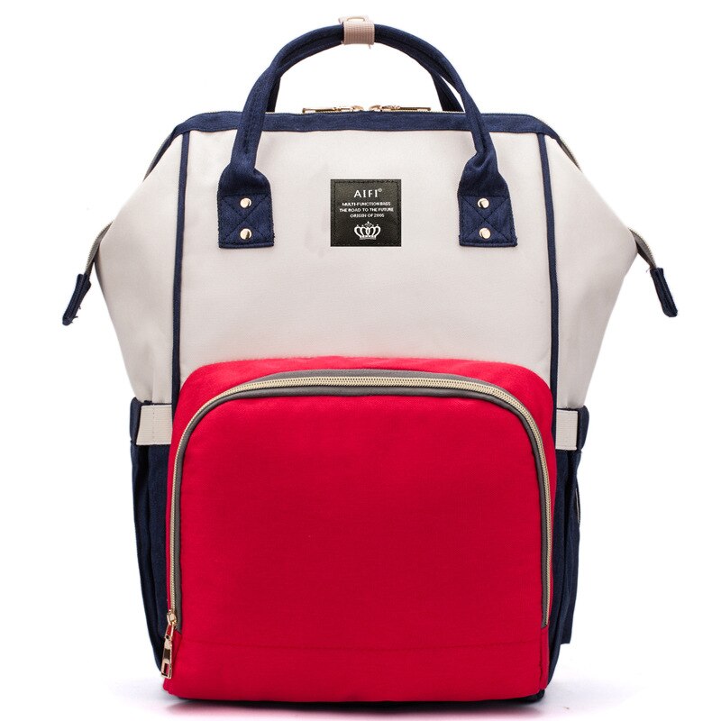Stijl Luiertas Multifunctionele Mother 'S Tas Mode Mama Zuigfles Rugzak Aiaper Rugzak: Red White And Blue