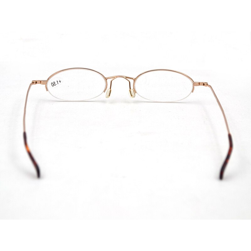 Pequeño Oval borde Semi pluma Gafas de lectura para los hombres y las mujeres Gafas lupa Gafas con montura metálica Gafas enviar con el caso L2