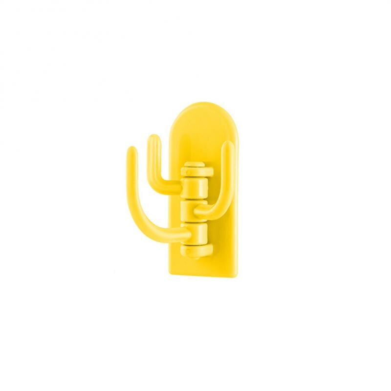 Self Adhesive Kitchen Wall Door Hook Key Holder Rack Towel Hanger Bathroom Rack Hooks Rotating Multi-Purpose Storage Hooks: 01yellow