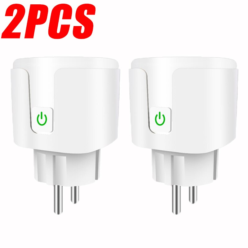 16A EU Smart Wifi Plug Smart Socket With Power Plug Monitor Smart Socket Outlet Works With Google Home Alexa Voice Control: 2PCS