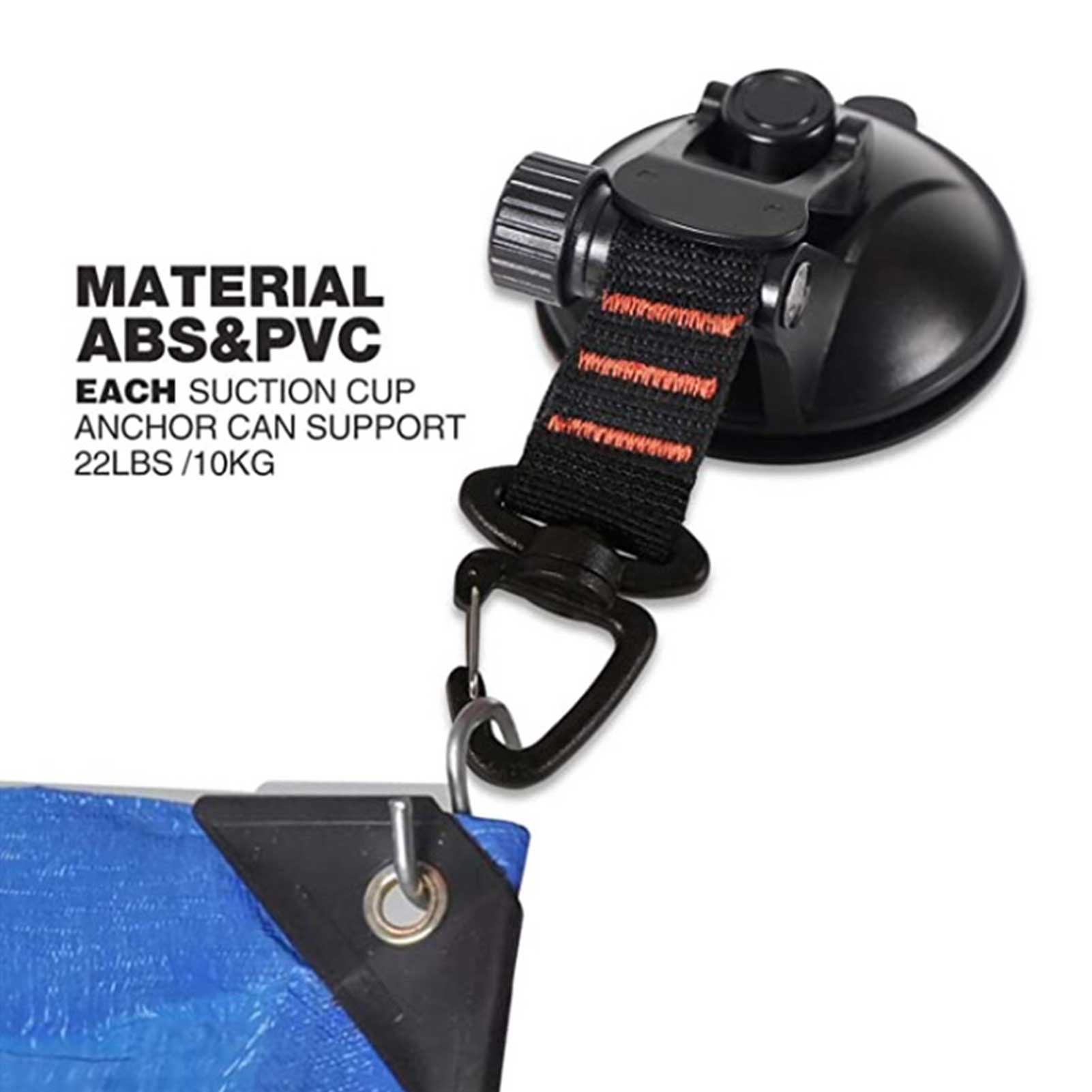 Anclaje con ventosa para exteriores, gancho de seguridad para atar, lona de Camping como toldo lateral del coche, lonas de piscina, accesorio para carpas de coche al aire libre